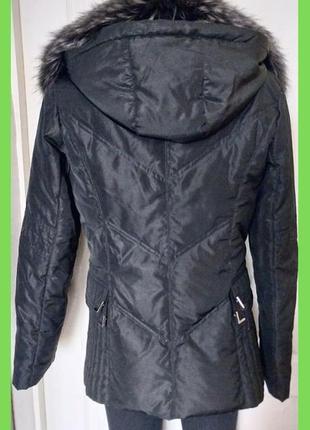 Куртка теплая женская пуховик капюшон мех пух р.m, s2 фото