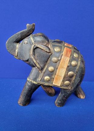Деревянная фигура из элементов бронзы "слон" арт. 02082 фото