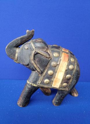 Деревянная фигура из элементов бронзы "слон" арт. 02085 фото