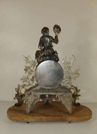 Бронзовые винтажные каминные часы на мраморе арт. 0502