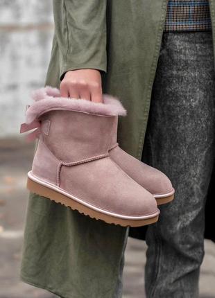 Зимние ugg bailey bow mini pinkиз овчины (осень-зима-весна)😍1 фото