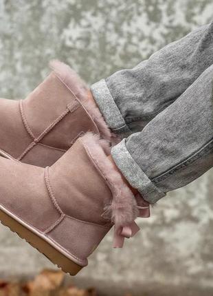 Зимние ugg bailey bow mini pinkиз овчины (осень-зима-весна)😍3 фото