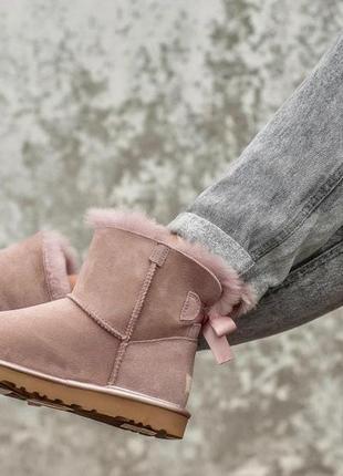 Зимние ugg bailey bow mini pinkиз овчины (осень-зима-весна)😍4 фото