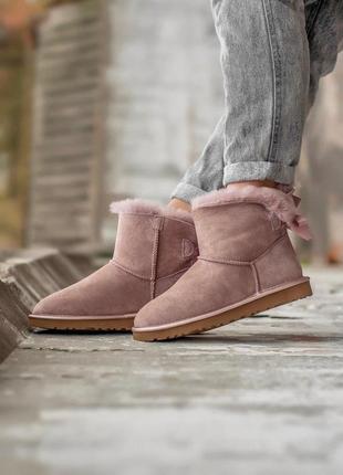 Зимние ugg bailey bow mini pinkиз овчины (осень-зима-весна)😍6 фото