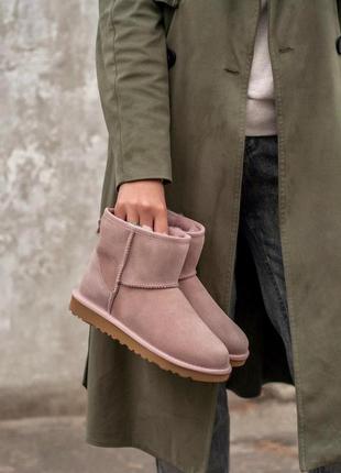 Меховые ugg mini в нежно розовом цвете (осень-зима-весна)😍