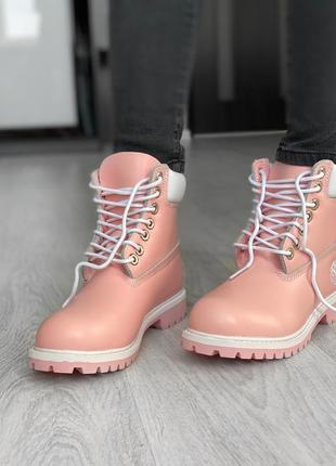 Шикарные женские зимние ботинки timberland pink2 фото