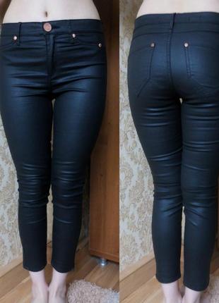 Скінні під кожзам river island / брюки / штани