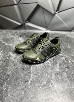 Кросівки чоловічі шкіряні adidas повсякденні літні з натуральної шкіри а-шкіра хакі 42 (27.5см) gl-55