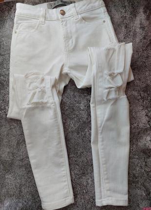 Белые джинсы скинни узкие с разрезами разрывами denim co eur32 xxs3 фото