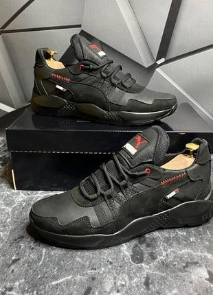 Кроссовки кожаные мужские Stickereien puma повседневные летние с натуральной кожи чер 44 (29см) ku-22