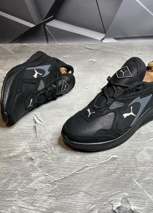 Кроссовки кожаные мужские puma повседневные летние с натуральной кожи /prs сер 40 (26.8см) ku-221 фото