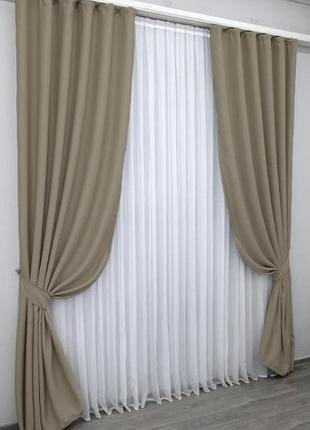 Шторна тканина блекаут, колекція "midnight". колір темний беж