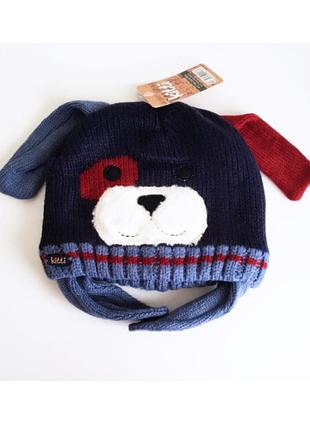 4-12л шапка дружок тепла на флісі kitti вушка закриті 50-56 зима /cool демі синій, бордо