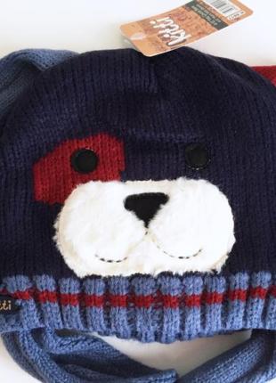 4-12л шапка дружок тепла на флісі kitti вушка закриті 50-56 зима /cool демі синій, бордо2 фото