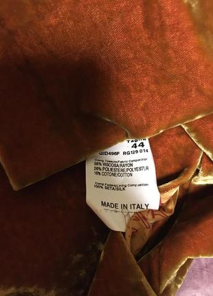 Люксовый янтарный бархатный жакет на шёлковой подкладке giacche donna foder2 фото