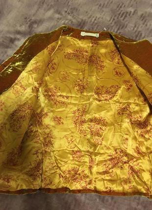 Люксовый янтарный бархатный жакет на шёлковой подкладке giacche donna foder8 фото