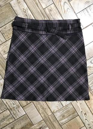 Стильна спідниця-трапеція в клітку,30%шерсть,zero