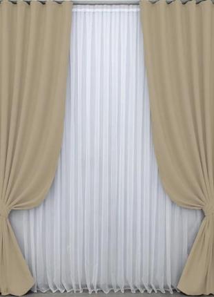 Комплект штор "midnight" (2шт. 1,5х2,9м) з тканини блекаут. колір кремовий4 фото