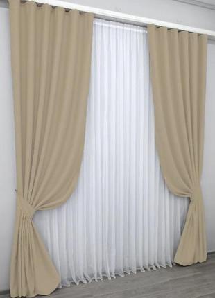 Комплект штор "midnight" (2шт. 1,5х2,9м) з тканини блекаут. колір кремовий3 фото