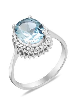 Серебряное кольцо со скай топазом 134-3910 размер:18;18.5;1 фото