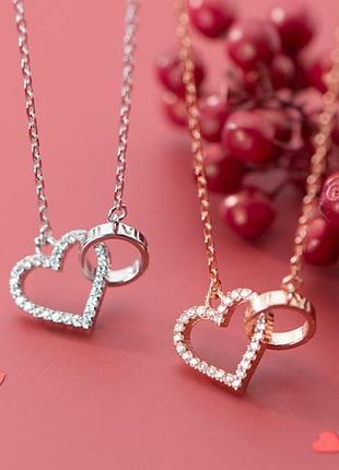 Срібна підвіска час кохання з серцем і колом з римськими цифрами, позолота або родій, довжина 40+5 см