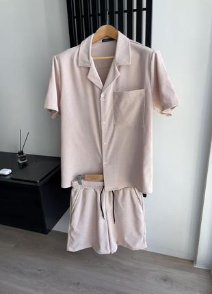 Вельветовый мужской костюм: шорты + рубашка
