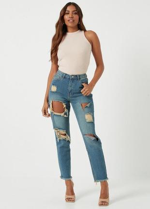 Джинси mom з рваностями та розрізами missguided як zara7 фото