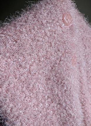 Кофта кардиган розовая мохнатая пушистая s m7 фото