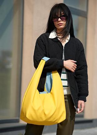 Жіноча сумка sambag hobo l жовто-блакитна5 фото