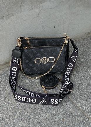 Стильна сумка guess pochette multi black/blue