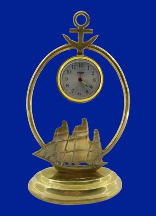 Бронзовий механічний будильник "корабель" арт. 0430