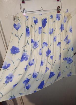 Летняя,лёгкая юбка-трапеция в цветочный принт,на резинке,большого размера,debenhams