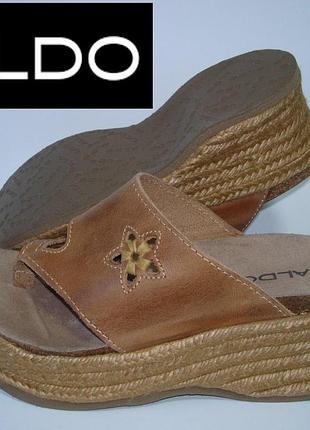 Вьетнамки женские кожаные коричневые на платформе aldo 35,36,37р.1 фото