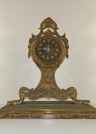Бронзовий годинник на мармуровій підставці арт. 04588 фото