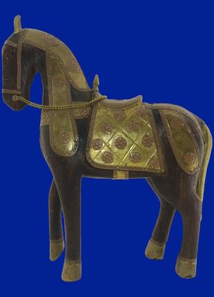 Деревянная фигура с элементами бронзы "лошадь" арт. 0216