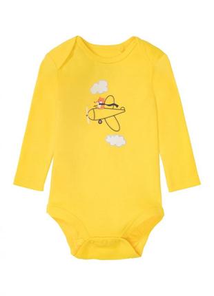 Бодик с длинными рукавами для мальчика lupilu 363770 062-68 см (2-6 months) желтый
