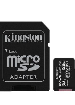 Kingston microsdxc 128gb canvas select plus class 10 uhs-i u1 v10 a1 + sd-адаптер