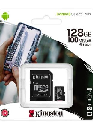 Kingston microsdxc 128gb canvas select plus class 10 uhs-i u1 v10 a1 + sd-адаптер3 фото
