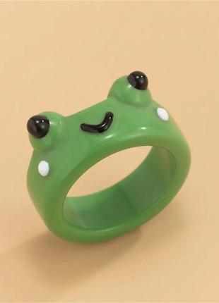 Кольцо жабка зеленая лягушка колечко жаба3 фото