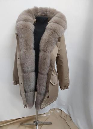 Женская зимняя парка куртка с натуральным мехом финского песца, 44, 46, 48, 50 р в наличии