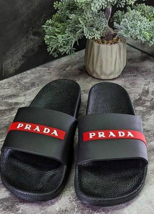 Чоловічі тапочки prada чорні / якісні тапки від прада3 фото