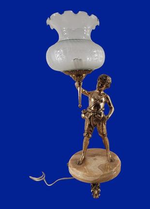 Бронзовая лампа с мрамором "пастушок" арт. 0723