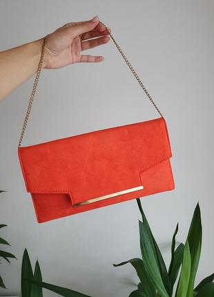 Замшева сумка клатч яскраво оранжева new look помаранчева