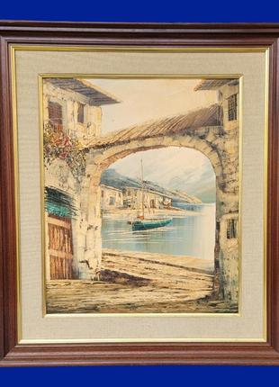 Картина маслом на полотні "місто на березі моря" арт. 060