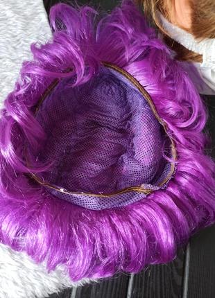 Коротка фіолетова перука парик каре3 фото