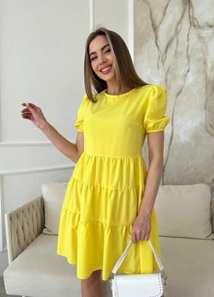 Легкое стильное мини платье свободного кроя с объемными рукавами красная черная желтая белая пудра синяя свинца3 фото