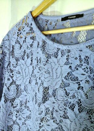 Гіпюрова блузка лавандового відтінку з бахромою6 фото
