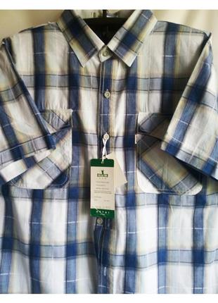 Чоловіча сорочка в клітинку з коротким рукавом, склад бавовна, розмір 54-56