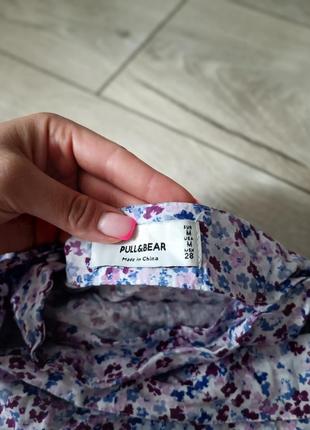 Короткая мини юбка на запах в фиолетовые цветочки вискоза3 фото
