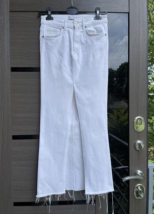 Длинная белая джинсовая юбка на высокой посадке zara, 38 стрейч3 фото
